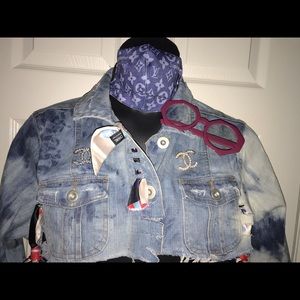 🆕Custom Cropped Distressed Denim Jacket
